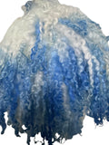 Indie Hand Dyed Pure Wool Locks Curly Caplet Shawl Natural Wool & Blue