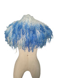 Indie Hand Dyed Pure Wool Locks Curly Caplet Shawl Natural Wool & Blue