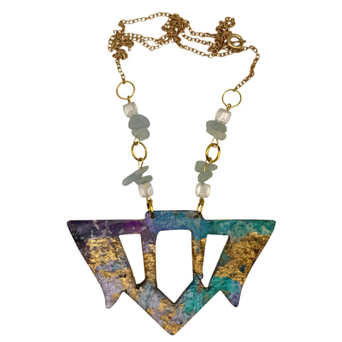 Goddess Shield Necklace Mediterranean Sunrise
