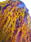 Indie Hand Dyed Pure Wool Locks Curly Caplet Shawl Natural Wool Violet, Purple, Orange and Yellow