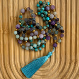 Fluorite, Imperial Jasper, Agate & Amazonite Mala Beaded Necklace