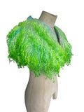 Indie Hand Dyed Pure Wool Locks Curly Caplet Shawl Acid Green & Blue