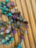 Fluorite, Imperial Jasper, Agate & Amazonite Mala Beaded Necklace