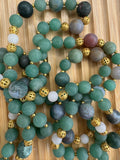 Aventurine, Indian Agate & Rose Quartz Mala Beaded Necklace