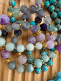 Fluorite, Imperial Jasper, Agate & Amazonite Mala Beaded Necklace