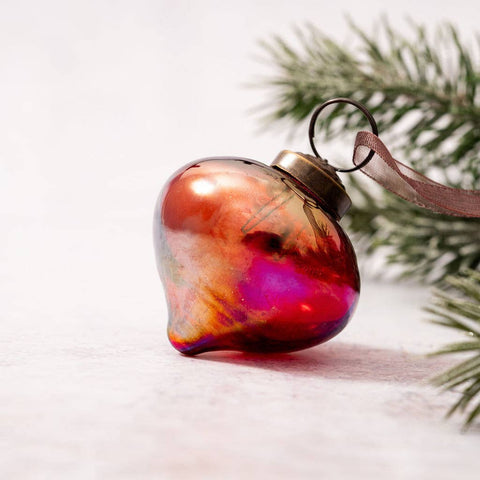 2" Medium Red Luster Glass Lantern Christmas ornament