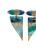 Triangle and Oblong Mixed Media on Acrylic Resin Earring Pair