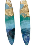 Long Surfboard Mixed Media on Acrylic Resin Earring Pair