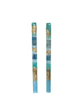 Long Rectangular Mixed Media on Acrylic Resin Earring Pair