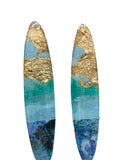 Long Surfboard Mixed Media on Acrylic Resin Earring Pair