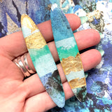 Long Surfboard Mixed Media on Acrylic Resin Earring Pair