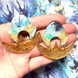 Moroccan Style Mixed Media on Acrylic Resin Earring Pair