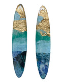 Long Surfboard Mixed Media on Acrylic Resin Earring Pair