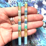 Long Rectangular Mixed Media on Acrylic Resin Earring Pair