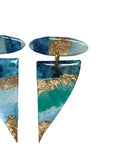 Triangle and Oblong Mixed Media on Acrylic Resin Earring Pair