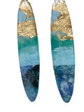 Long Surfboard Mixed Media on Acrylic Resin Earring Pair