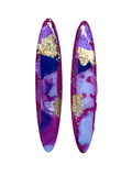 Long Surfboard Mixed Media on Acrylic Resin Earring Pair