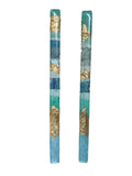 Long Rectangular Mixed Media on Acrylic Resin Earring Pair