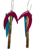 Abstract Cluster Hoop Mixed Media on Acrylic Resin Earring Pair