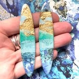 Long Surfboard Mixed Media on Acrylic Resin Earring Pair