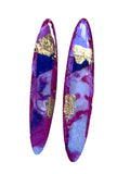 Long Surfboard Mixed Media on Acrylic Resin Earring Pair