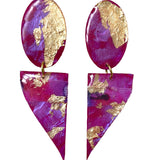 Triangle and Oval Mixed Media on Acrylic Resin Earring Pair