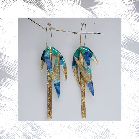 Abstract Cluster Hoop Mixed Media on Acrylic Resin Earring Pair