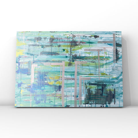 Imagination Turquoise- Original Acrylic Abstract Art On Canvas